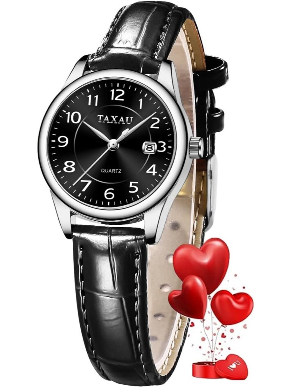 Women's Black Waterproof Stylish Analog Quartz Unique Leather Band Wrist Watches